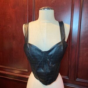 O.L.M. Faux Leather Croc Embossed Corset Top – Size L